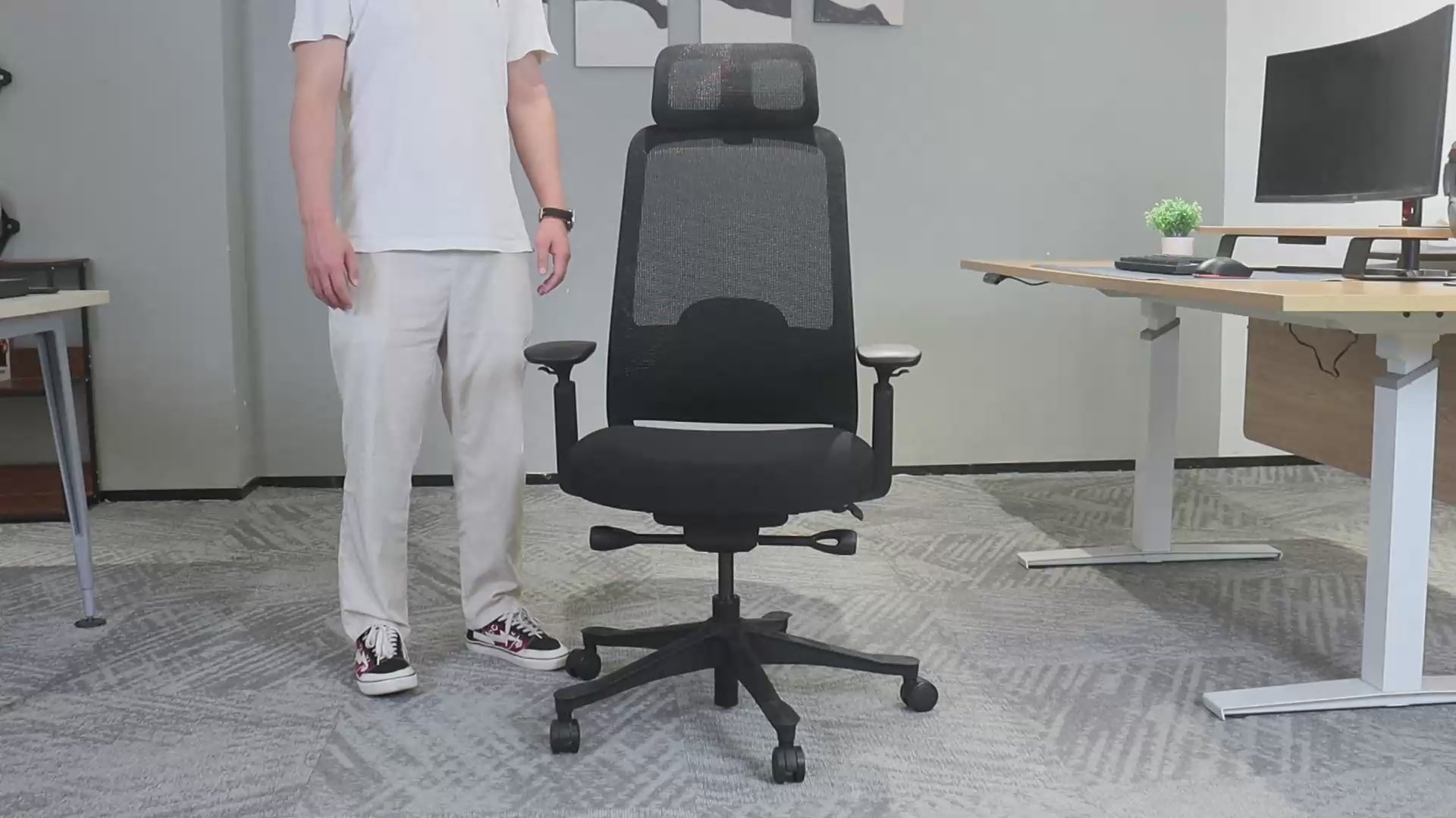Fotel biurowy ergonomiczny V3 Premium Slide czarny